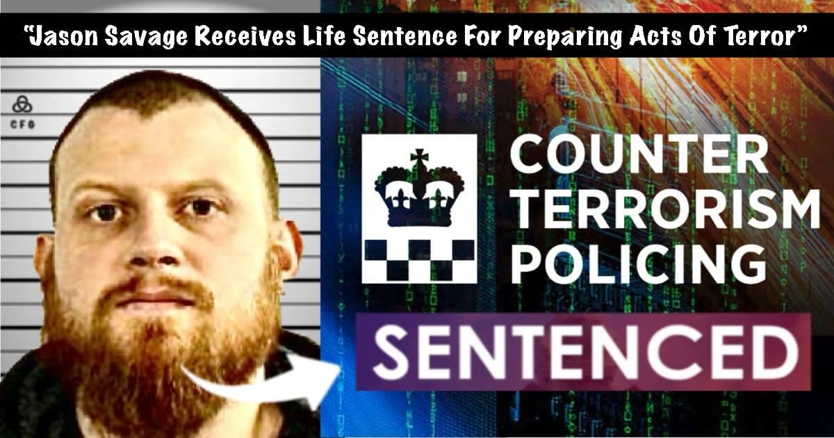 Jason Savage Police photo against a counter terrorism logo