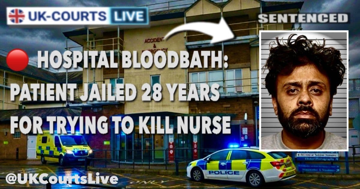 Professional Video Production News image news thumbnail featuring hospital and jailed knife attacker. 
