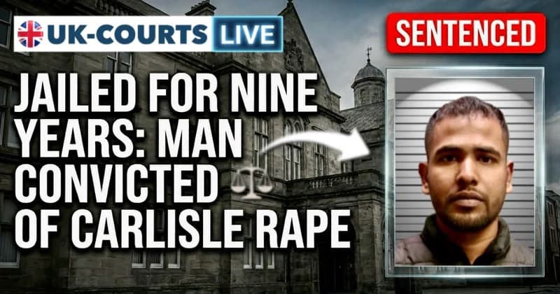 Video Production News thumbnail featuring custody photo, headline and court background 
