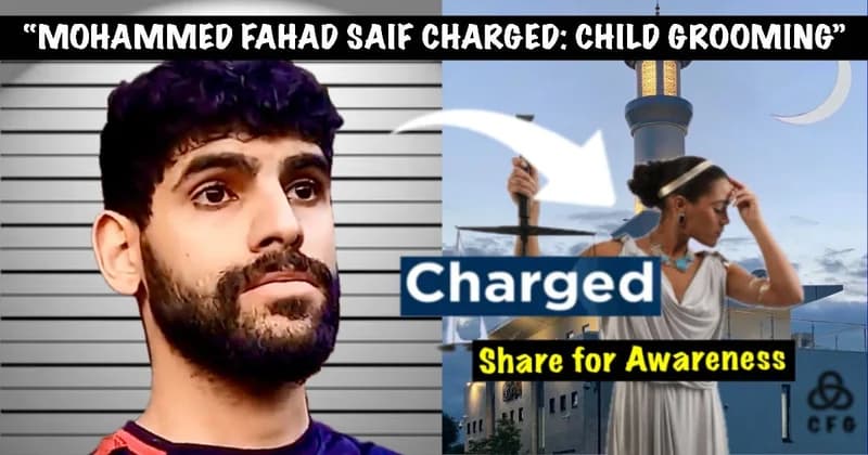 Alleged child accused Mohammed Fahad Saif on left with Lady Justice on the right