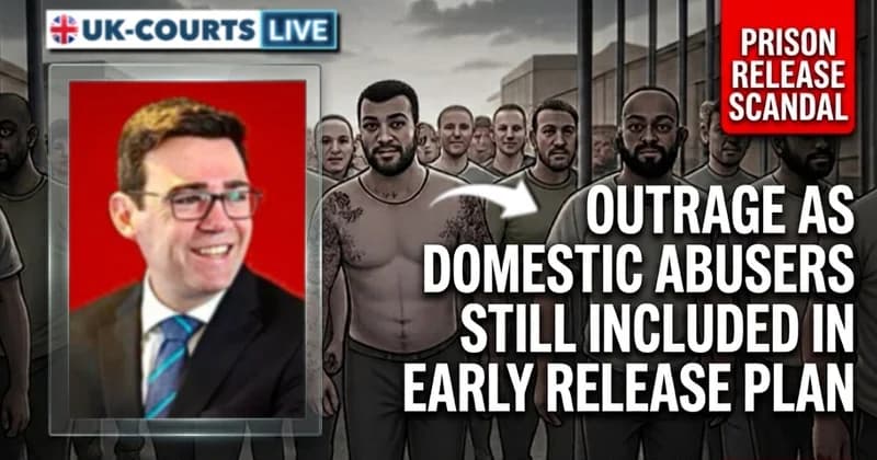 PM Andy Burnham against background of early release prisoners  
