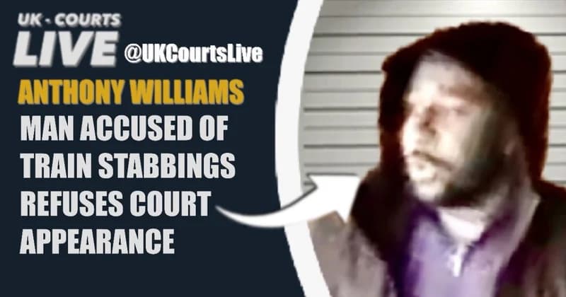 Professional Video Production News headline news card thumbnail featuring train stabbing suspect Anthony Williams