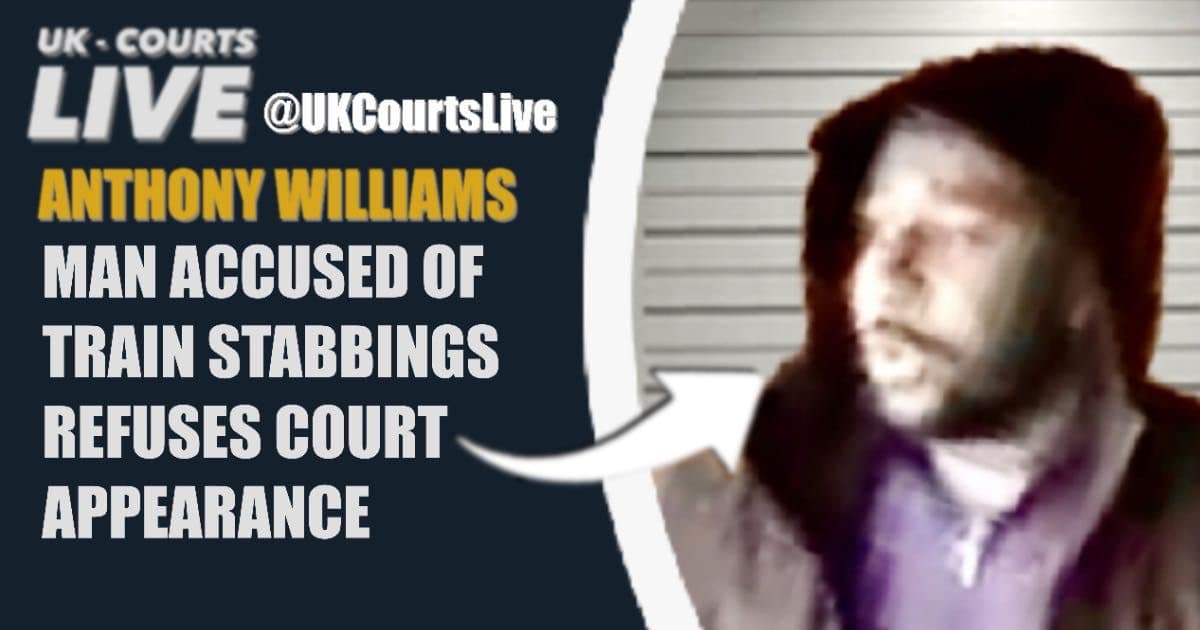 Professional Video Production News headline news card thumbnail featuring train stabbing suspect Anthony Williams 