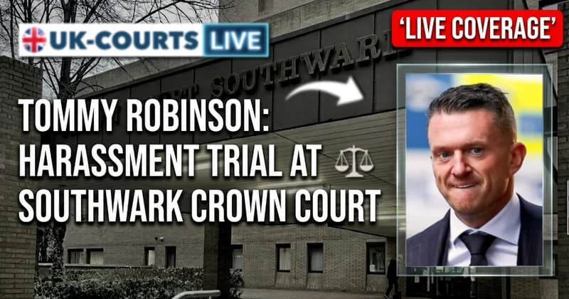 Image of Tommy Robinson at Southwark Crown Court 