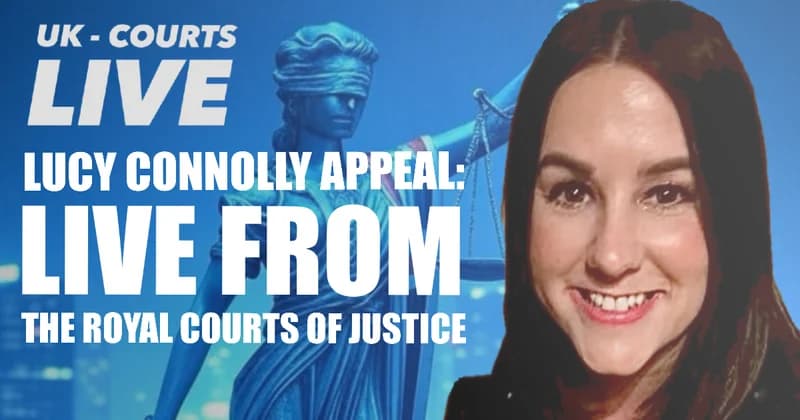 Picture of Lucy Connolly on the day of her appeal hearing at the Royal Courts of Justice.