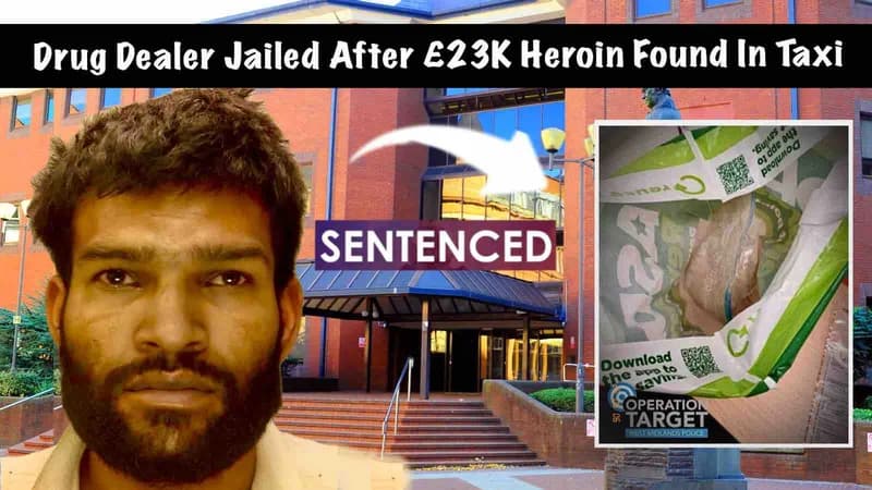 Thumbnail by Video Production News showing a picture of Birmingham Crown Court, an offender who was jailed for drugs possession and the bag of £23’000 heroin he was caught with