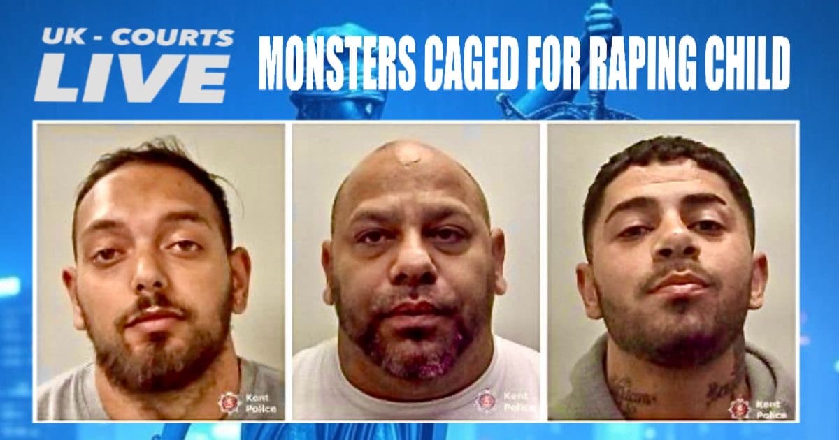 Blue professional news card featuring Ernest Gunar, Kevin Horvath, and Ivan Turtak, jailed child rapist. 