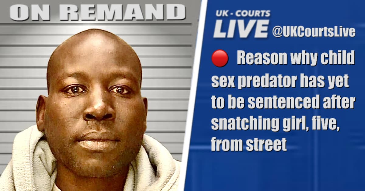 A prison gate graphic with the name "ABDULRAZIQ" and the words "REMANDED UNTIL SENTENCING" in bold red text.