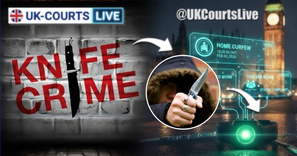 Picture depiction knife crime in UK and a virtual prison sentence 