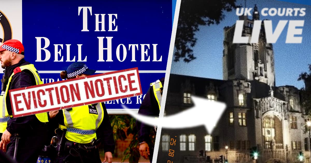 Police outside Epping’s Bell Hotel with eviction notice as Supreme Court orders asylum seekers removed in landmark ruling – UK Courts Live thumbnail