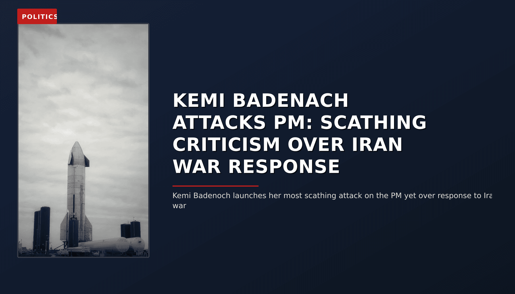 POLITICS: KEMI BADENACH ATTACKS PM: SCATHING CRITICISM OVER IRAN WAR RESPONSE — VPNews