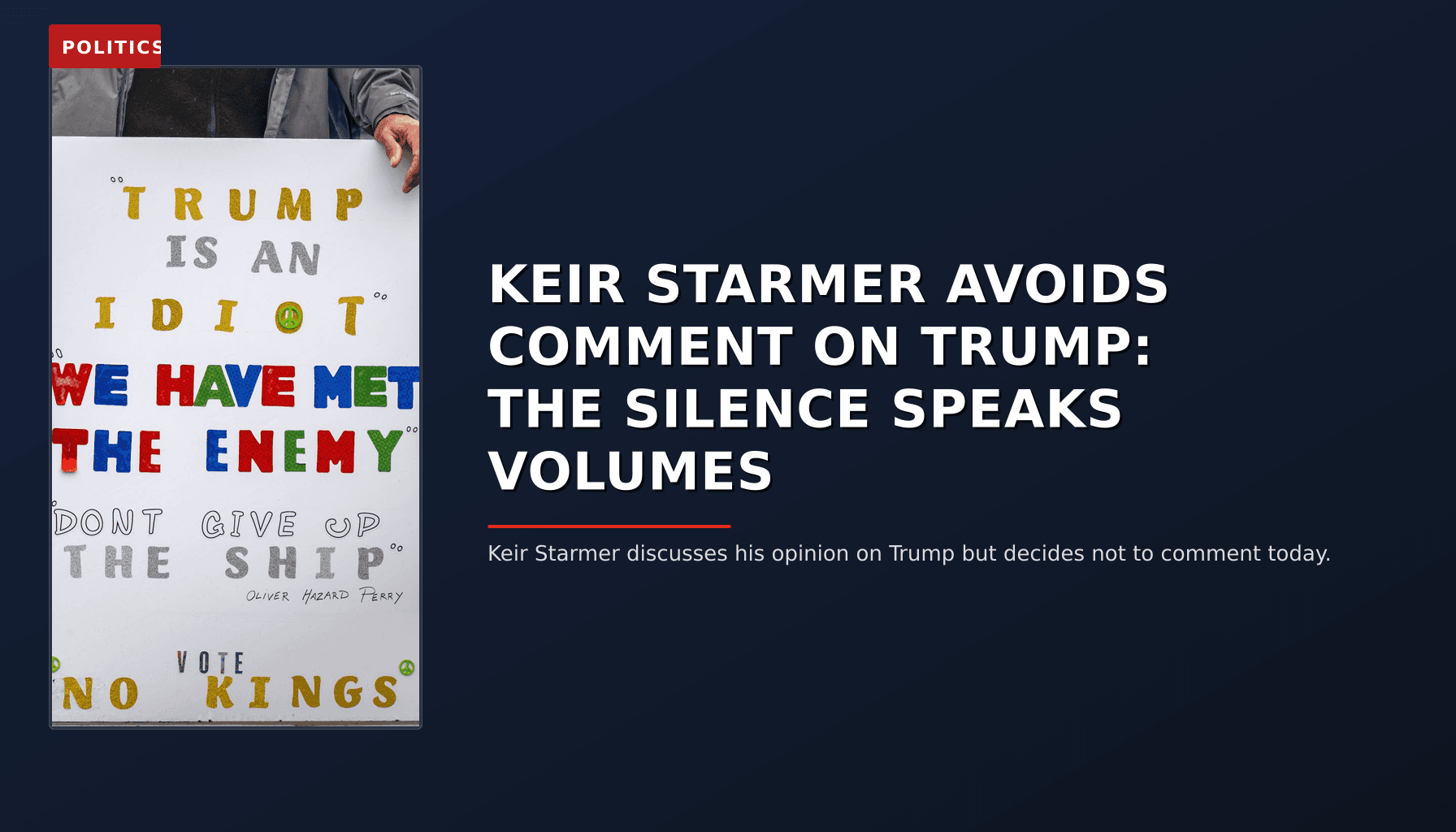POLITICS: KEIR STARMER AVOIDS COMMENT ON TRUMP: THE SILENCE SPEAKS VOLUMES — VPNews