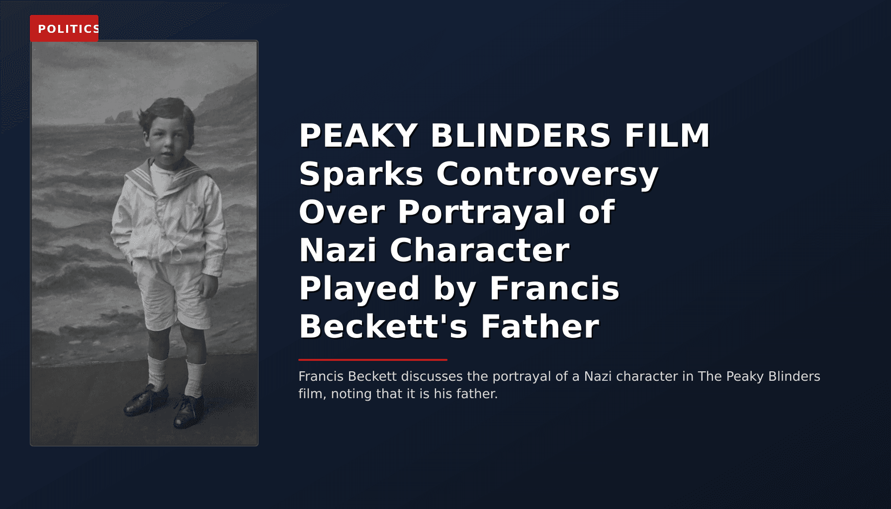 POLITICS: PEAKY BLINDERS FILM Sparks Controversy Over Portrayal of Nazi Character Played by Francis  — VPNews