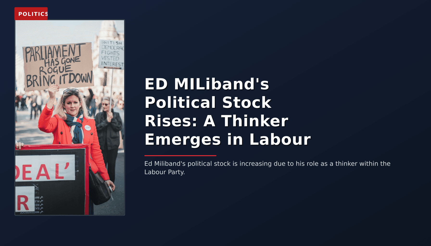 POLITICS: ED MILiband's Political Stock Rises: A Thinker Emerges in Labour — VPNews