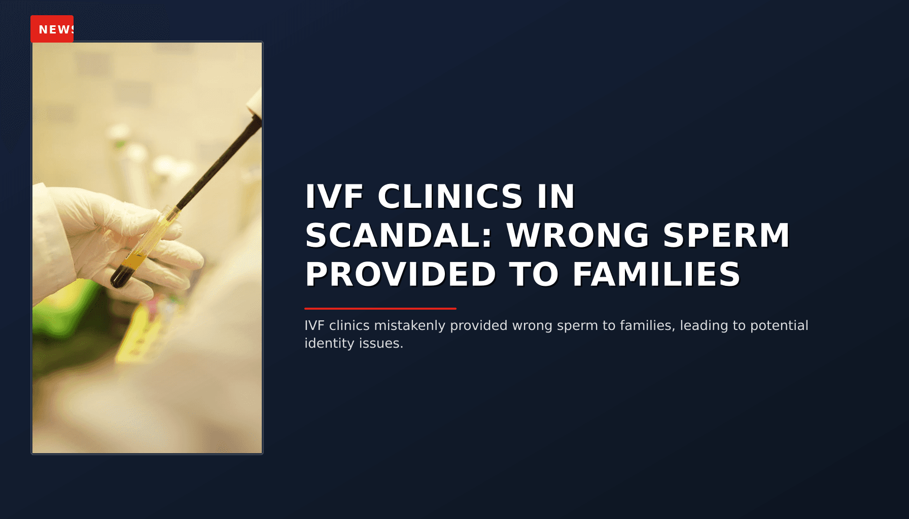 NEWS: IVF CLINICS IN SCANDAL: WRONG SPERM PROVIDED TO FAMILIES — VPNews