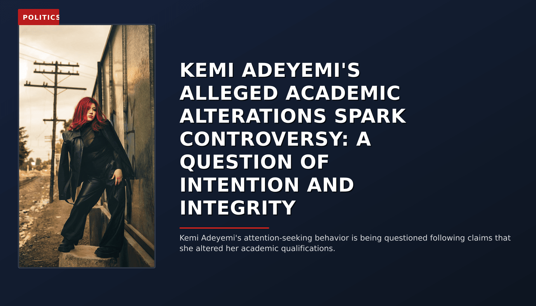 POLITICS: KEMI ADEYEMI'S ALLEGED ACADEMIC ALTERATIONS SPARK CONTROVERSY: A QUESTION OF INTENTION AND — VPNews