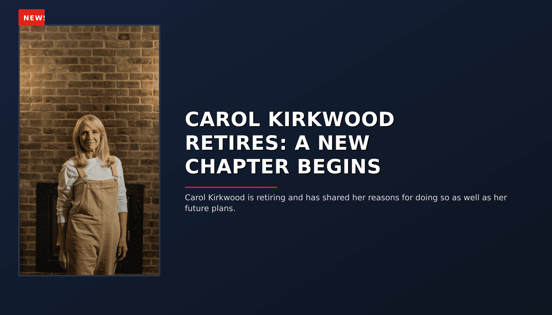 NEWS: CAROL KIRKWOOD RETIRES: A NEW CHAPTER BEGINS — VPNews