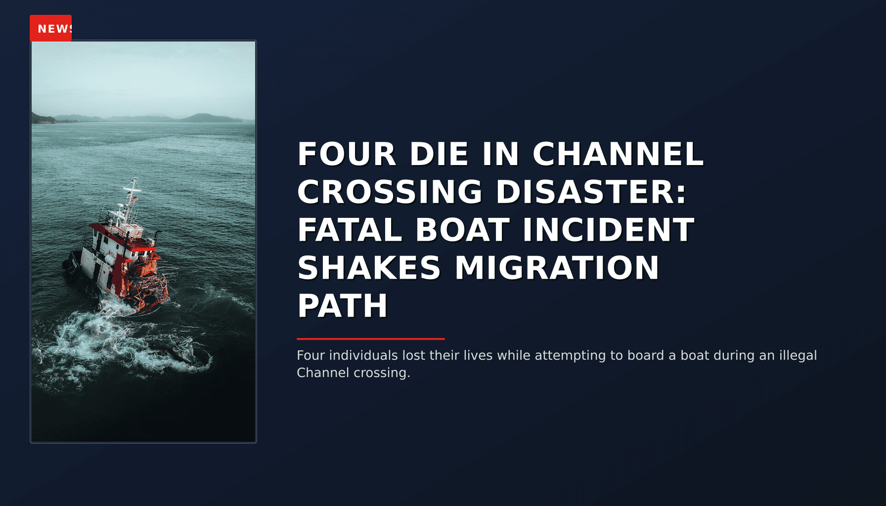 NEWS: FOUR DIE IN CHANNEL CROSSING DISASTER: FATAL BOAT INCIDENT SHAKES MIGRATION PATH — VPNews