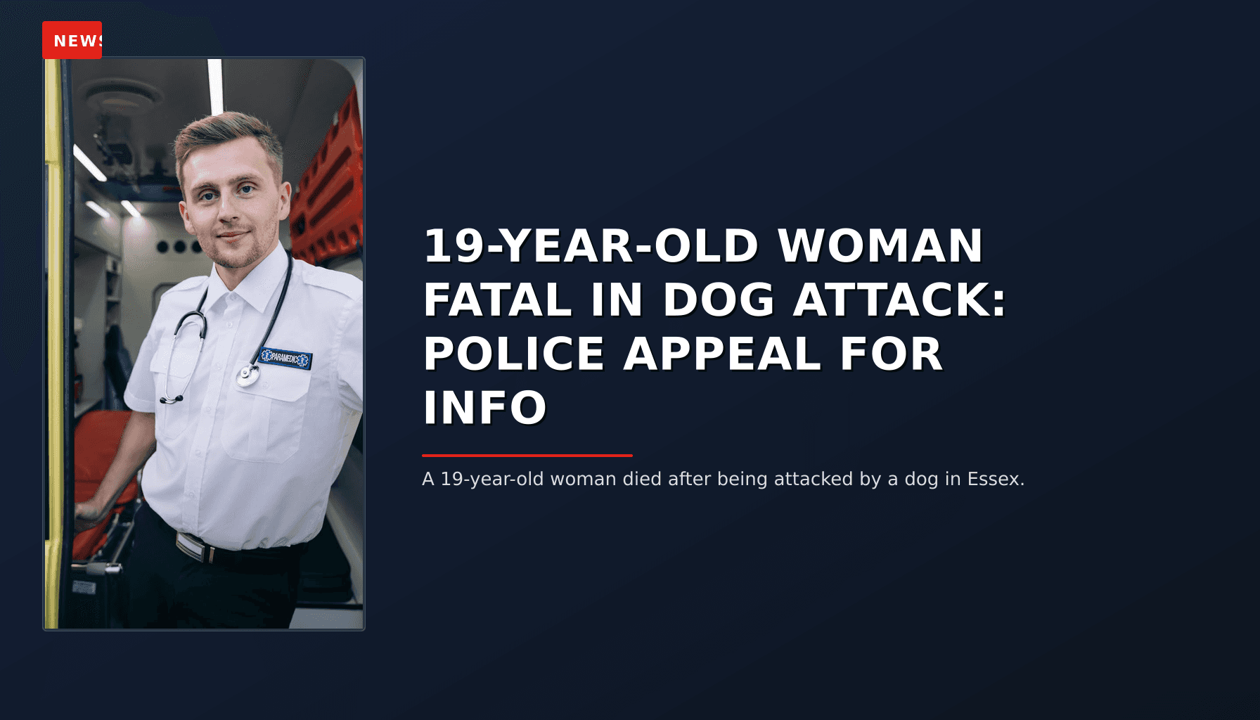 NEWS: 19-YEAR-OLD WOMAN FATAL IN DOG ATTACK: POLICE APPEAL FOR INFO — VPNews