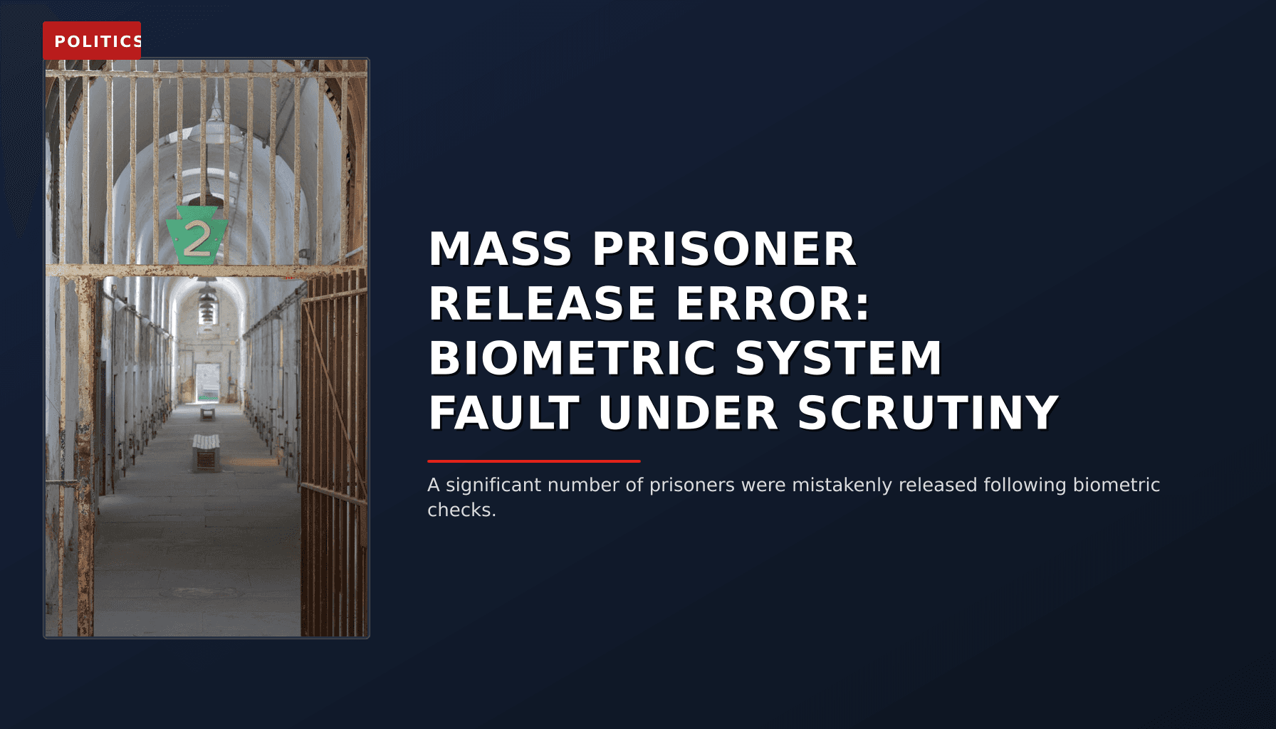 POLITICS: MASS PRISONER RELEASE ERROR: BIOMETRIC SYSTEM FAULT UNDER SCRUTINY — VPNews