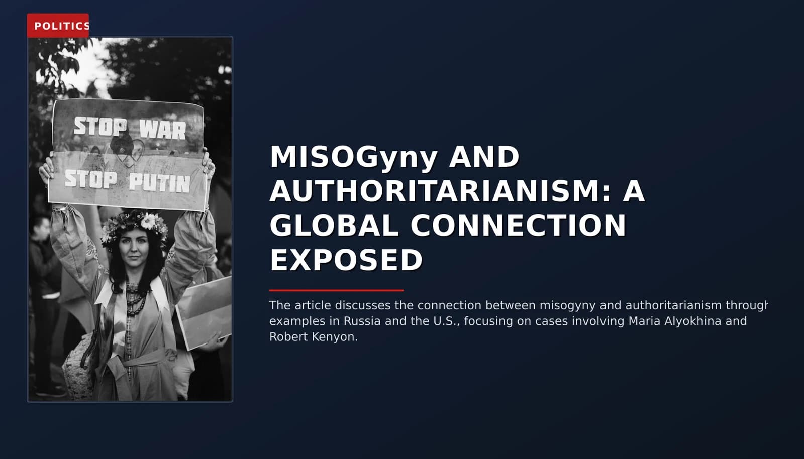 POLITICS: MISOGyny AND AUTHORITARIANISM: A GLOBAL CONNECTION EXPOSED — VPNews