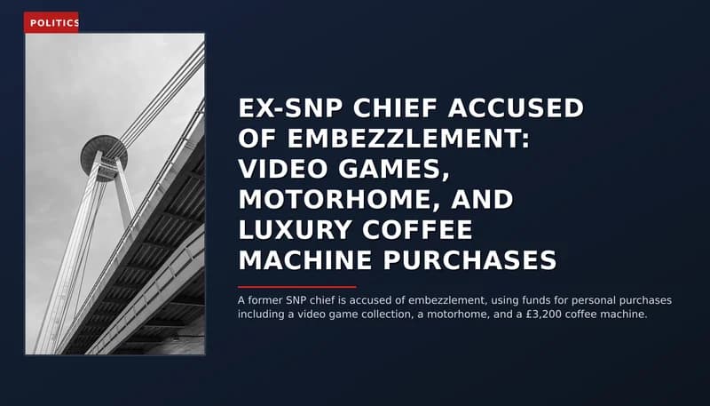 POLITICS: EX-SNP CHIEF ACCUSED OF EMBEZZLEMENT: VIDEO GAMES, MOTORHOME, AND LUXURY COFFEE MACHINE PU — VPNews
