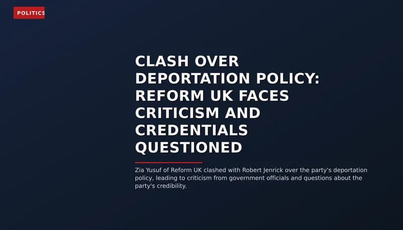POLITICS: CLASH OVER DEPORTATION POLICY: REFORM UK FACES CRITICISM AND CREDENTIALS QUESTIONED — VPNews