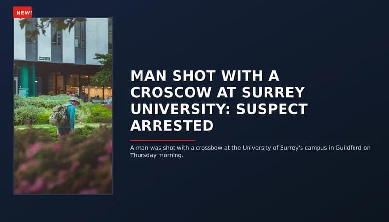 NEWS: MAN SHOT WITH A CROSCOW AT SURREY UNIVERSITY: SUSPECT ARRESTED — VPNews