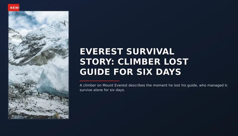 NEWS: EVEREST SURVIVAL STORY: CLIMBER LOST GUIDE FOR SIX DAYS — VPNews