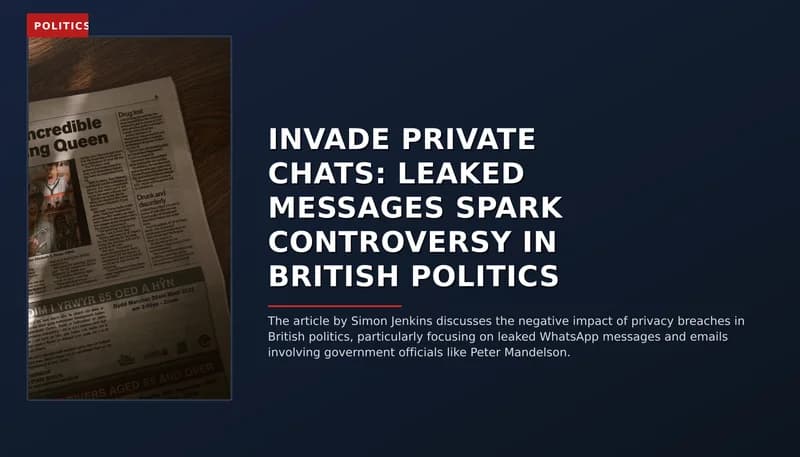 POLITICS: INVADE PRIVATE CHATS: LEAKED MESSAGES SPARK CONTROVERSY IN BRITISH POLITICS — VPNews