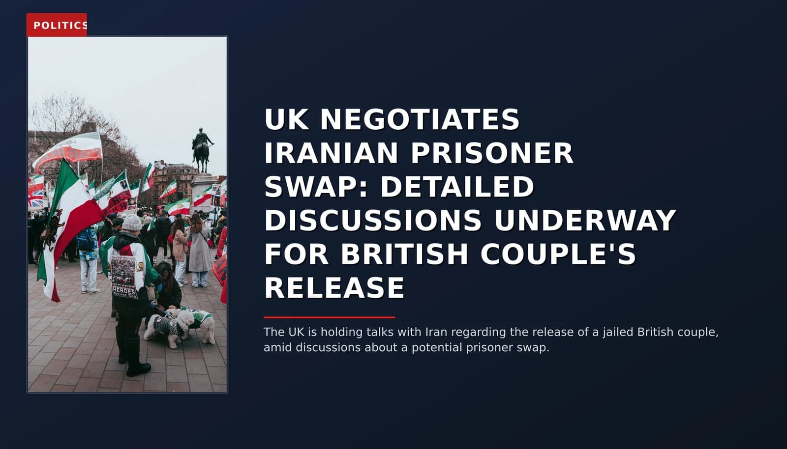 POLITICS: UK NEGOTIATES IRANIAN PRISONER SWAP: DETAILED DISCUSSIONS UNDERWAY FOR BRITISH COUPLE'S RE — VPNews