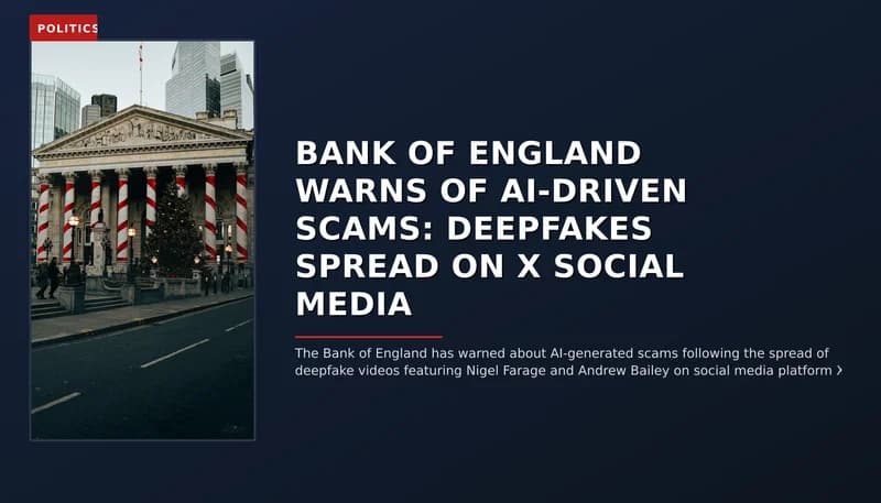 POLITICS: BANK OF ENGLAND WARNS OF AI-DRIVEN SCAMS: DEEPFAKES SPREAD ON X SOCIAL MEDIA — VPNews