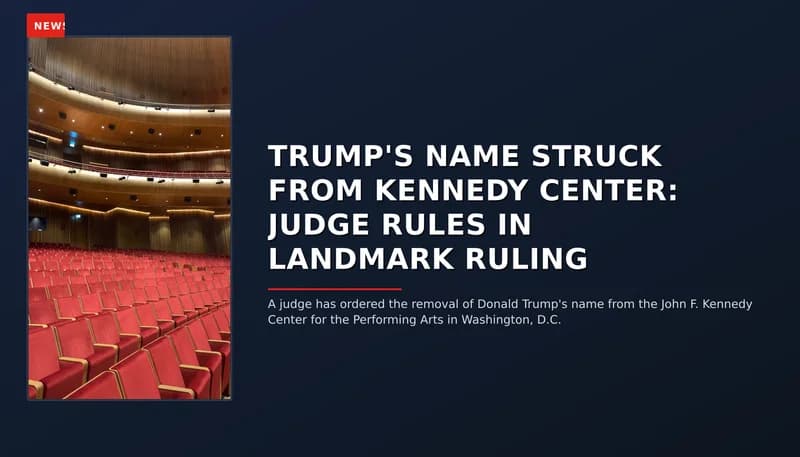 NEWS: TRUMP'S NAME STRUCK FROM KENNEDY CENTER: JUDGE RULES IN LANDMARK RULING — VPNews