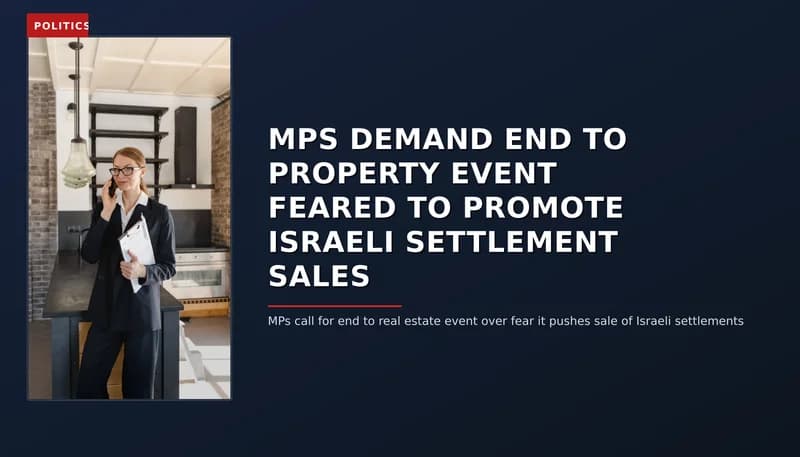 POLITICS: MPS DEMAND END TO PROPERTY EVENT FEARED TO PROMOTE ISRAELI SETTLEMENT SALES — VPNews