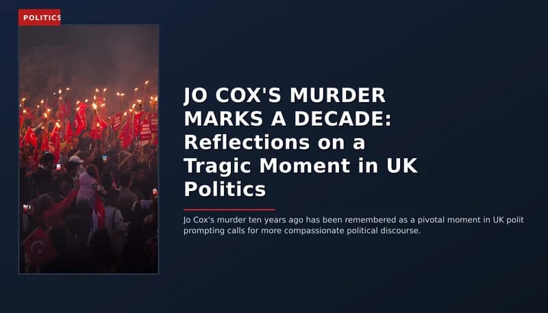 POLITICS: JO COX'S MURDER MARKS A DECADE: Reflections on a Tragic Moment in UK Politics — VPNews