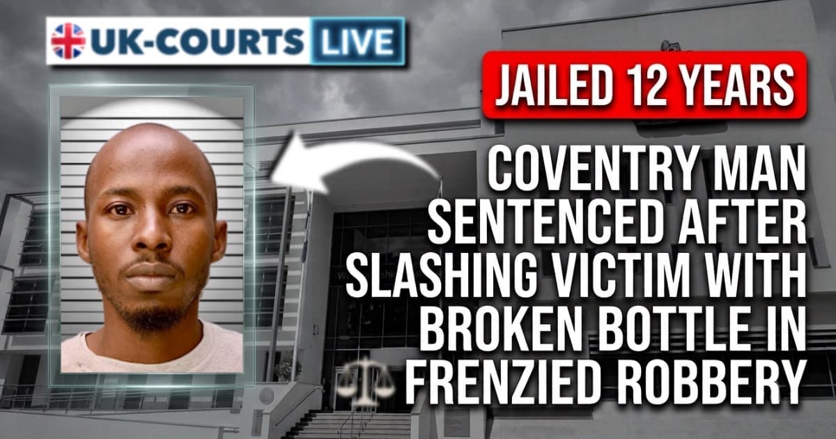 News thumbnail featuring Hussain Dahir, jailed for broken bottle robbery attack