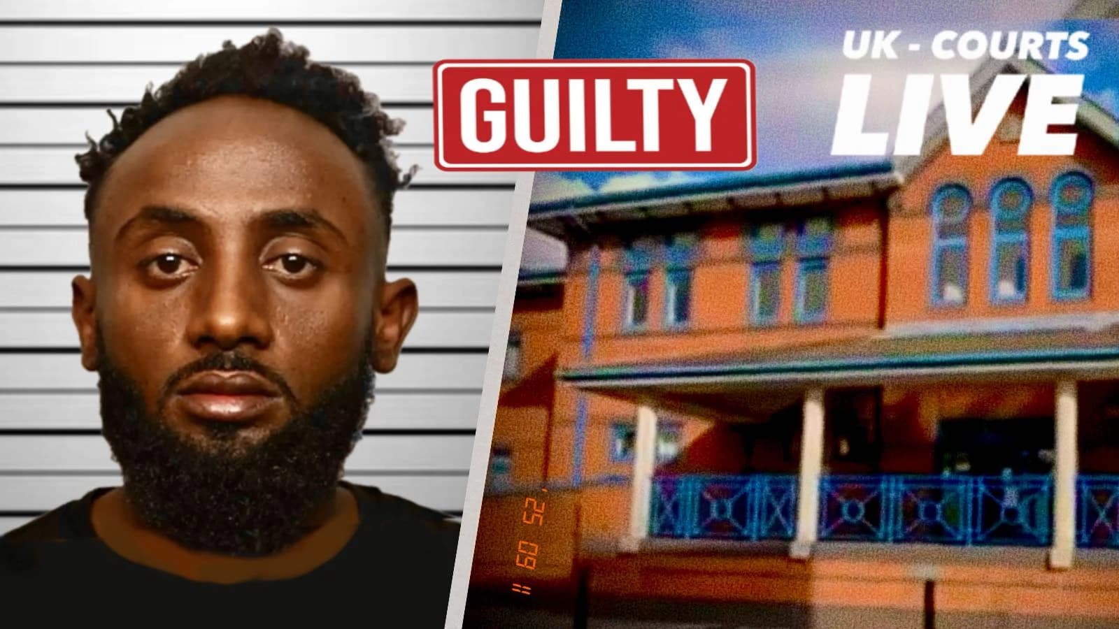 Convicted paedophile sex offender & image of Staffordshire Crown Court in striking professional news thumbnail