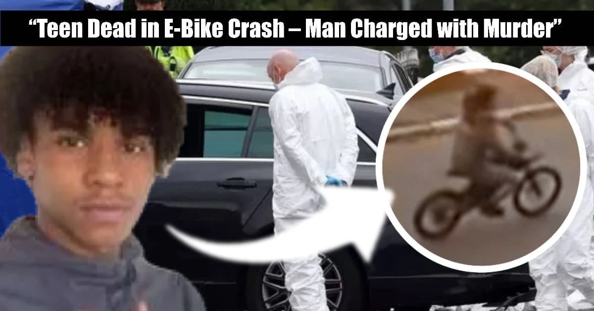 Professional news thumbnail image showing teen killed in eBike crash. Man charged with murder.