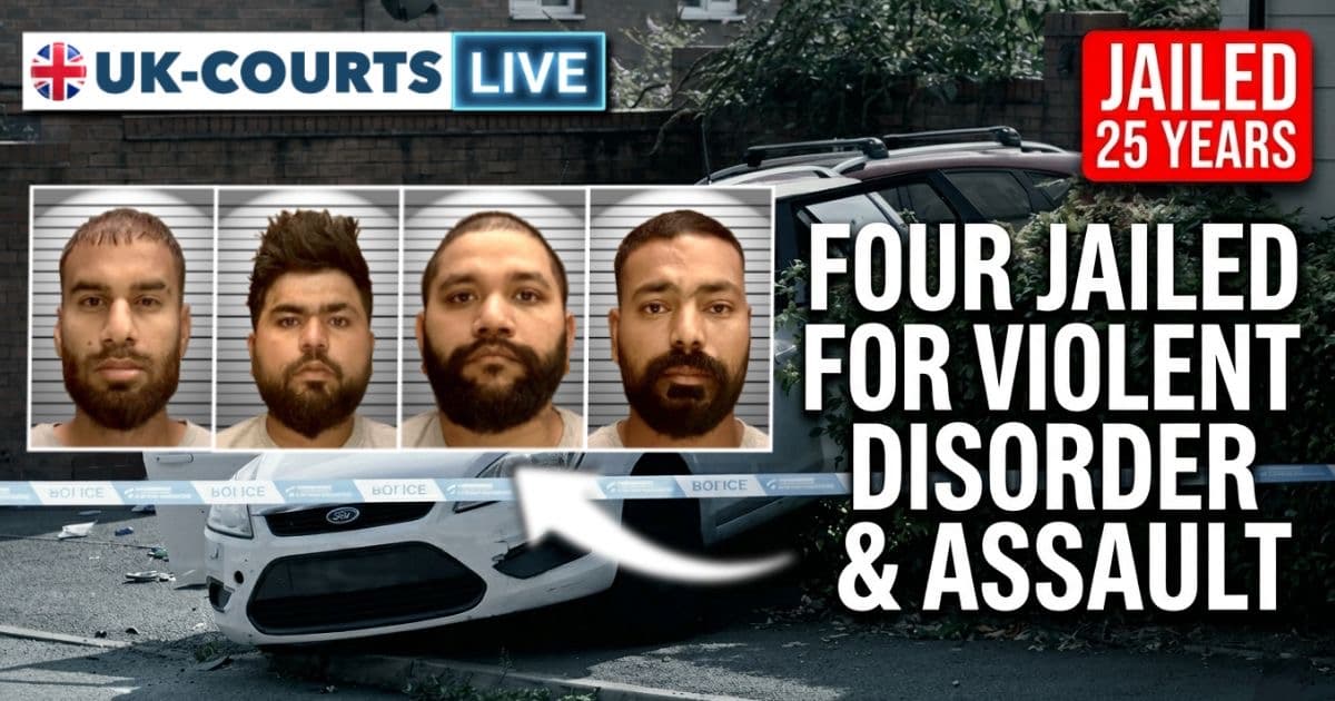 Images of Hardeep Singh, Lakwinder Singh, Mukesh Kumar, Harpreet Singh, Jailed for Violent Disorder & Assault.