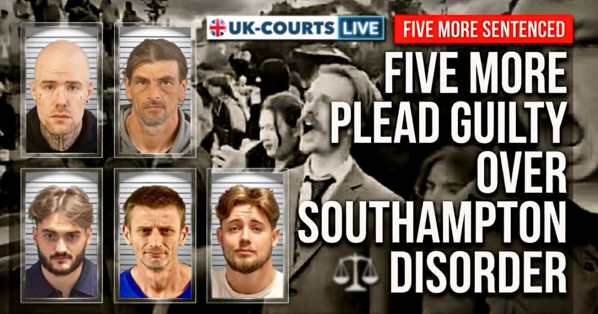 Image depicting five Southampton Rioters who please Guitly