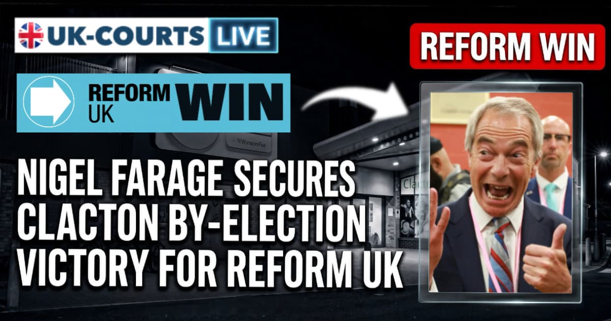 Image Depicting Nigel Farage winning Clacton By-Election for Reform UK