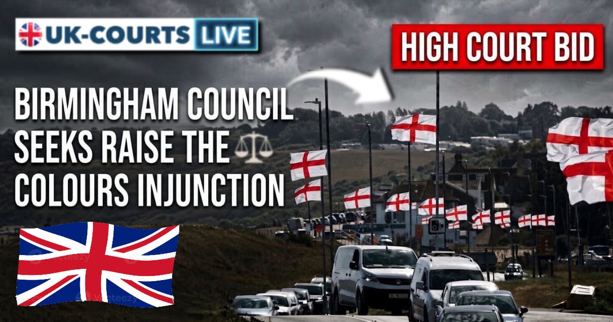 Image of the Union Jack and Saint George’s cross flags flying on lampposts