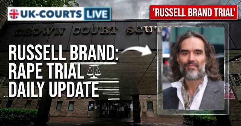 Image of accused rapist Russell Brand at Southwark Crown Court