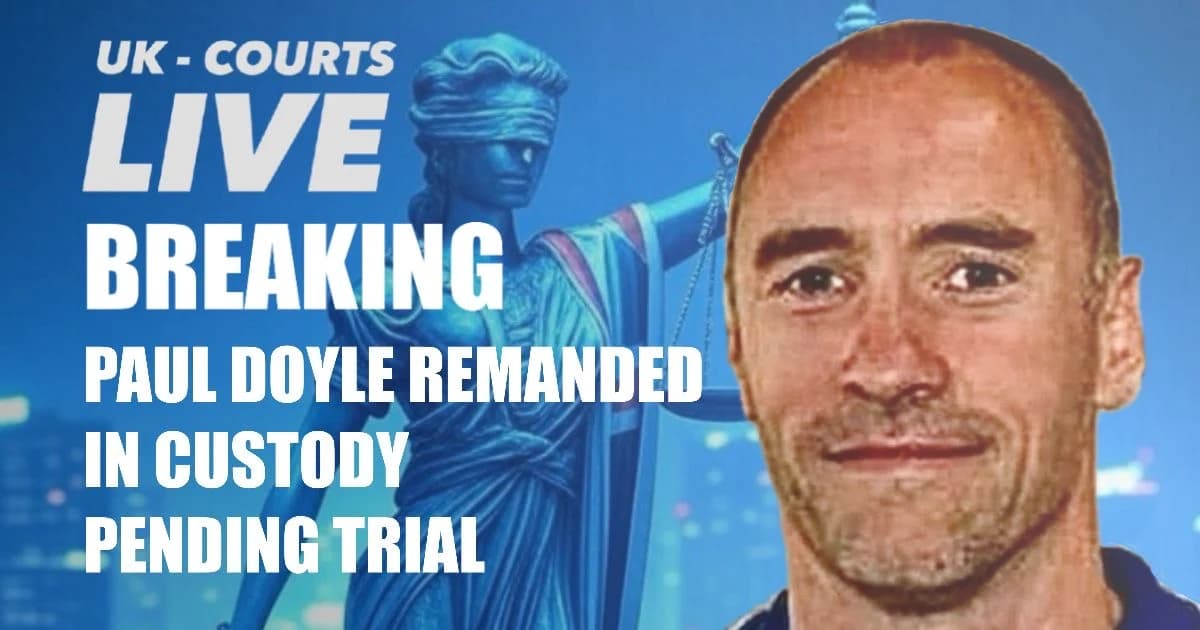 Blue Breaking news card with superimposed image of former Royal Marines Commando Paul Doyle, Charged with GBH after Liverpool Parade crash incident