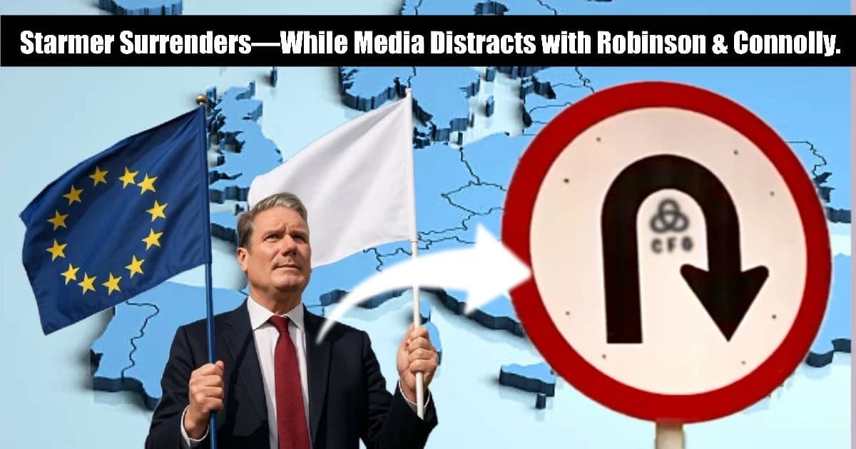 Video Production News thumbnail image illustrating Keir Starmer surrendering to the EU