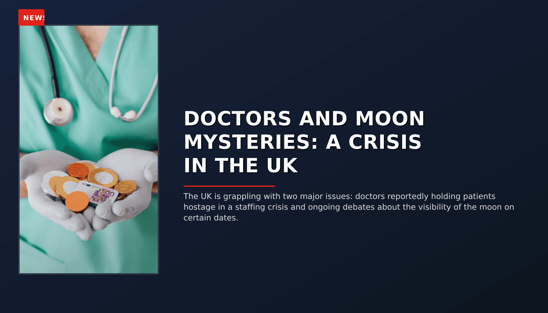 NEWS: DOCTORS AND MOON MYSTERIES: A CRISIS IN THE UK — VPNews