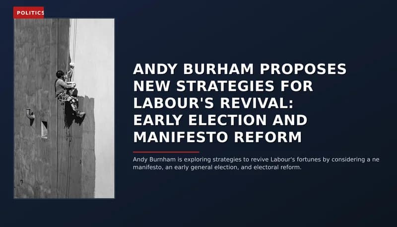 POLITICS: ANDY BURHAM PROPOSES NEW STRATEGIES FOR LABOUR'S REVIVAL: EARLY ELECTION AND MANIFESTO REF — VPNews