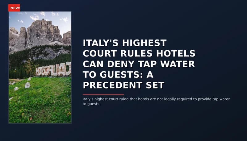 NEWS: ITALY'S HIGHEST COURT RULES HOTELS CAN DENY TAP WATER TO GUESTS: A PRECEDENT SET — VPNews