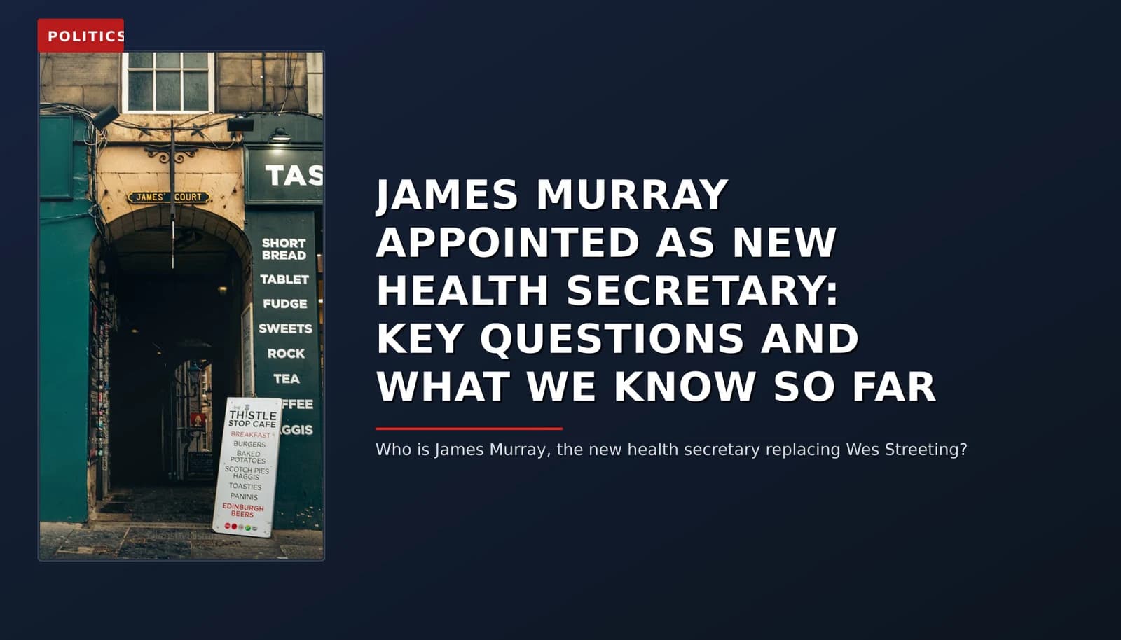 POLITICS: JAMES MURRAY APPOINTED AS NEW HEALTH SECRETARY: KEY QUESTIONS AND WHAT WE KNOW SO FAR — VPNews