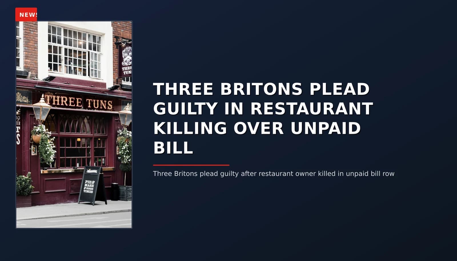 NEWS: THREE BRITONS PLEAD GUILTY IN RESTAURANT KILLING OVER UNPAID BILL — VPNews
